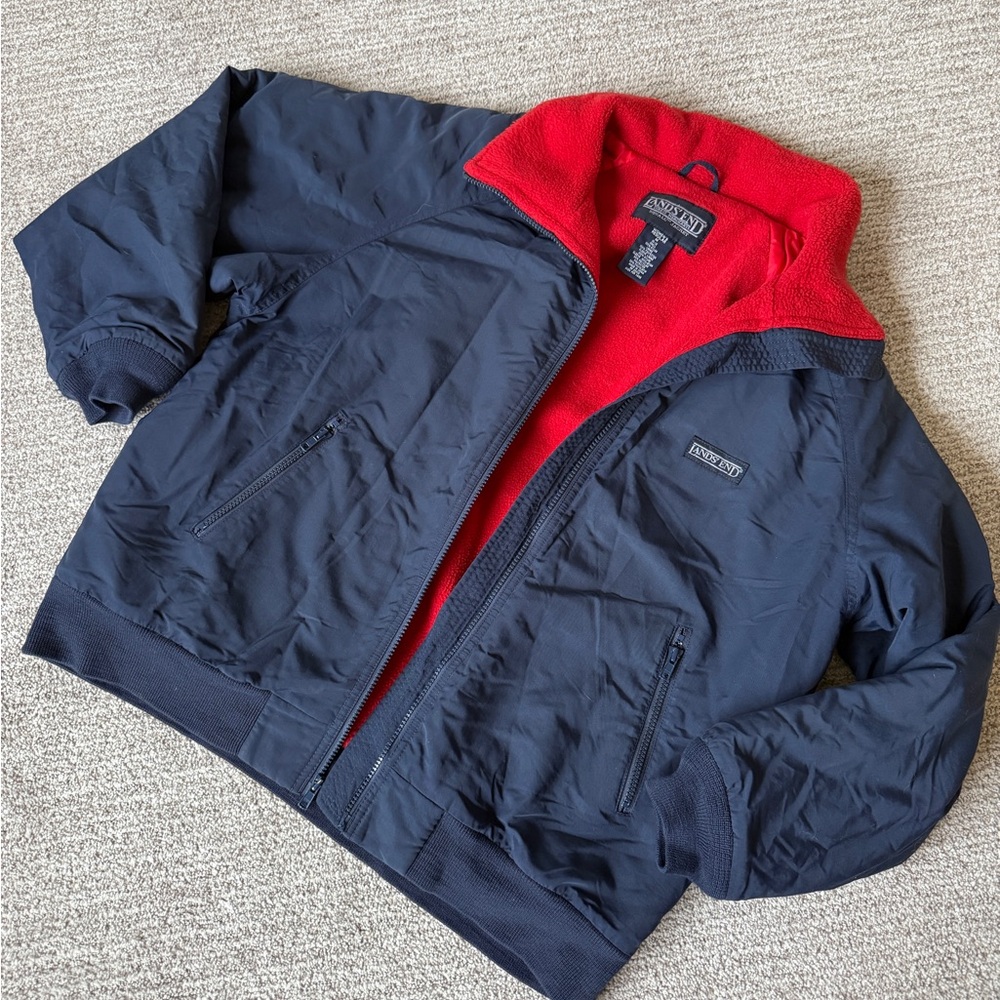 Lands' End Vintage Red and Navy Jacket, Women M